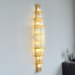 Custom Copper Modern Light Luxury Style Crystal Glass Wall Lamp Hotel Lobby Villa Living Room Sales Office Wall Lamp Light