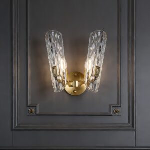 Modern Copper Interior Decoration Lamps Staircase Bedside Hotel Glass Shade Led Wall light Bracket Lamp for Living Room