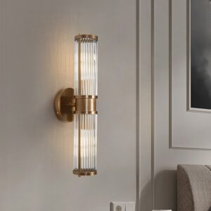 Custom Design Glass Copper Wall Light Fixture Indoor Antique Brass Bathroom Vanity Lights Beside Mirror Lighting Lamps