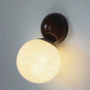 Modern Minimalist Dark Walnut Wall Lamp Wabi-Sabi Retro Background LED Wall Light for Nordic Bedroom Hallway or Bedside