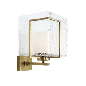 Custom Copper Simple Single Head square Creative Glass Wall Lamp Light for Indoor Hotel Corridor Bathroom Living Room Stairs