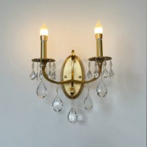 French Retro Copper Wall Lamp Light Luxury K9 Crystal Living Room Bedroom Study Hallway Wall Brass Light Mirror Front Lamp