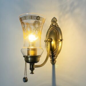Custom Factory Copper American Retro Wall Light Bedroom Background Wall Lamps Glass Lampshades Rural Lighting Fixtures