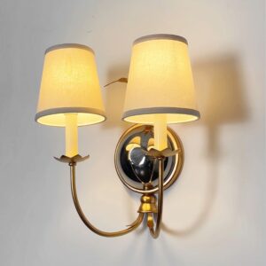 Retro Iron Wall Lamp Dual Arm Bedroom Wall Lamp Indoor fabric Light Loft Corridor Living Room Hotel Lighting Fixture