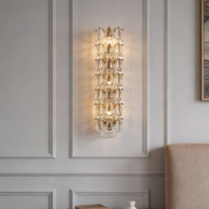 Custom Modern Copper Modern Living Room Crystal Glass Wall Light lamp Villa Indoor Decorative Home Bedroom Luxury Golden Sconce