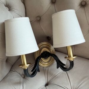Copper Fabric American Style Simple Modern Country Living Room Background Wall Lamp Retro Indoor Double Head Bedroom Bedside