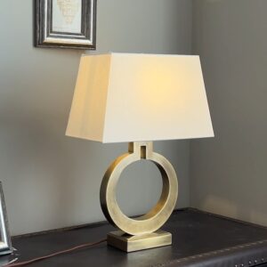 Modern Electroplated Iron Table Lamp with Square Fabric Shade E27 Socket Luxury Bedside Lighting for Bedroom Hotel Living Room