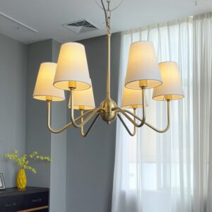 Living Room Brass Chandelier Simple Design Multiple Light Holders Home Dining Room Bedroom Ceiling Hanging Copper Pendant Light