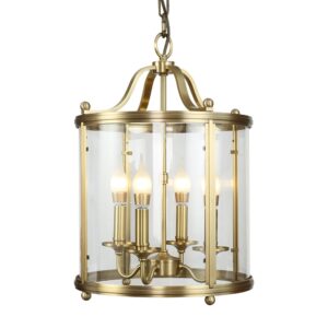 Modern American Copper Cylinder Chandelier with Solder Glass Birdcage Lamp for Porch Hallway Restaurant Hanging Installation