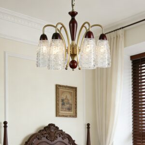 Copper American Retro LED Chandelier for Home Decor Bedroom Living Room Villa Hotel Simple Creative Personality Pendant Lamp