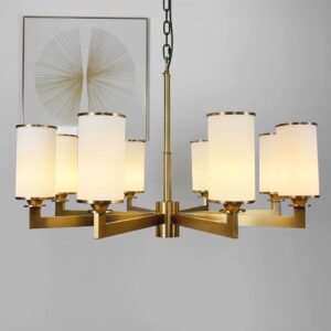 Modern Luxury All Copper Crystal Shade LED Hanging Chandelier-Dimmable for Villa Hotel Restaurant Living Room Bedroom Lighting
