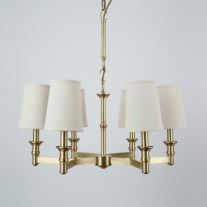Custom Minimalist Copper Fabric LED Gold Antique Brass Chandelier Dining Room Led Pendant Kitchen High Ceiling Light
