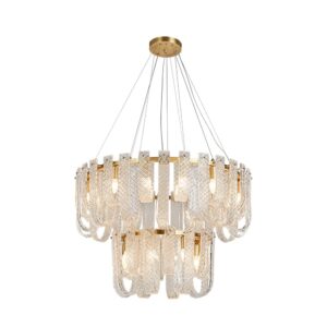Copper White Flower Long Chandelier Customized Decor Modern Hotel Project Staircase Villa Large Spiral Chandelier Lights