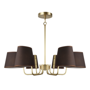 Custom Modern Liner Brass Led Decorative Lighting Fabric Lampshade Pendant Light Linear Linen Chandelier for Home