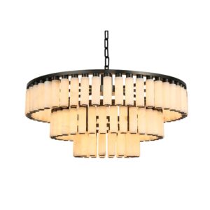 Modern All-Copper Natural Marble Living Room Dining Room Bedroom Study Chandelier Simple Atmosphere Duplex Building for Home Use