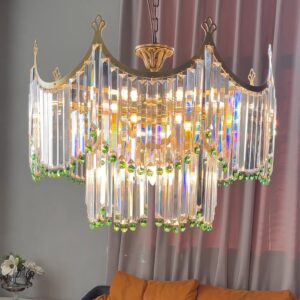 French Retro Copper Crystal Lamp Modern European Luxury Villa Chandelier for Living Dining Bedroom LED Black White for Hotels