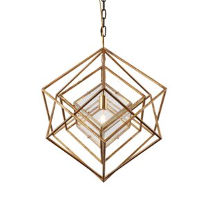 Modern Luxury Iron Reading Hotel Lamp Chandeliers Cube Iron Art Glass Box Pendant Light for Living Room Geometry Lamp