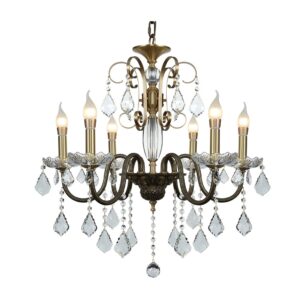 6 bulbs French Brass Candle Crystal Chandelier American Retro Bedroom Lamp Antique-style Dining Room Villa Lighting Fixtures