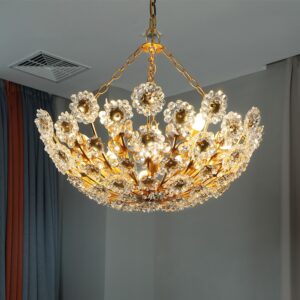 Custom Iron acrylic New American Style Light Luxury Living Room Crystal Pendant Light High-end Bedroom Pendant Light