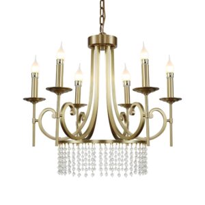 6 Bulbs European Vintage Brass Chandeliers Canteen Antique Crystal Pendant Ceiling Wholesale Modern Interior Light