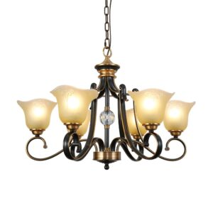 Copper Modern Simple Living Room Pendant Lights Villa Duplex Building Glass Lampshade Atmospheric Chandelier Wholesales