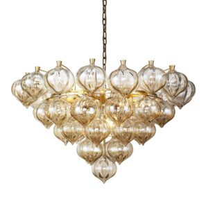 Modern Design Basket Sworled Bubble Glass Pendant Lighting Luxury Brass Ceiling Lamp Living Room Indoor Decoration Chandelier