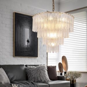 Custom Factory Modern European Italian Style Clear Glass Chandelier Hanging Lamp Home Hotel Banquet Hall Ceiling Decoration