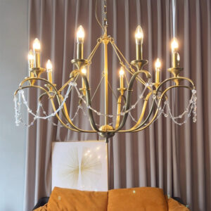 Wholesale Custom Copper Crystal Chandelier Traditional Glam Style Brass Finish Candelabra for Dining Room Hotel Ballroom