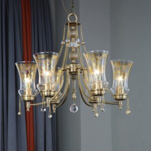 6 Bulbs Copper American Retro Chandelier for Home Decoration Bedroom Living Room Villa Simple Personality Ceiling Light Glass