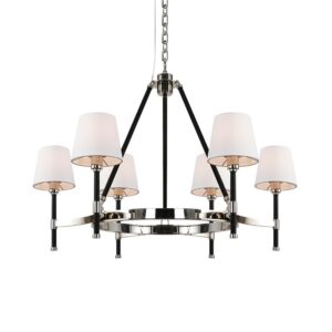 Modern Farmhouse Wagon Wheel Chandelier for Dining Room Foyer Antique Brass 6 Light Linen Fabric Shade CE UL ETL Watkins Style