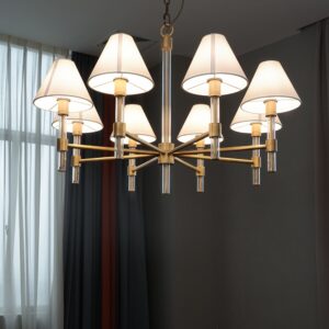 8 Bulbs Simple Nordic Fabric LED Brass Led Pendant Light Living Room Decoration Bedroom Home Decor Lamp Ceiling Chandelier