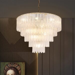 Custom Copper Modern European Italian Style Clear Glass Chandelier Hanging Lamp Home Hotel Banquet Hall Ceiling Decoration
