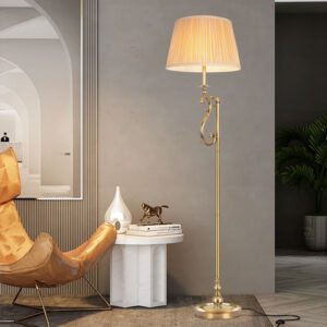 Factory Custom Copper fabric Nordic Modern Standing Eye Protection Smart Interior Design Golden Floor Lamp