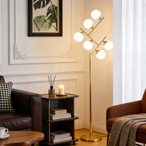 Copper Postmodern Personalized Metal Living Room and Bedroom Glass Ball Exquisite Villa Fashionable Design Floor Lamp