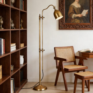 Copper fabric American Retro Floor Lamp Simple and Atmosphere Folding Long Arm Living Room Beside the Sofa Bedside Table Study