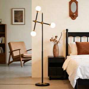 Nordic Style Minimalist Modern Living Room Coffee Table Sofa Light Room Bedroom Bedside Iron and Gold Three Head Floor Lamp