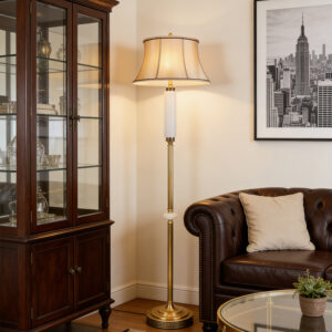 Custom Marglice Home European Style Retro Luxury Floor Lamp Traditional Brass Transparent fabric Decor Standing Floor Lamp