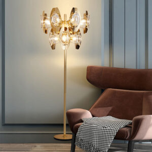 Custom New Arrivals Modern Luxury Smart Gold Metal Copper Crystal Floor Lamp Lighting Fixtures Standing Corner Lamp