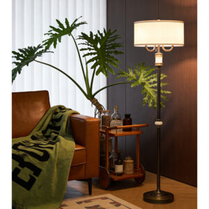 New Trend Modern LED Fabric Hotel Decorative Stand Light Floor Lamp High Quality Natural Color Fabric Lampshade Floor Lamp
