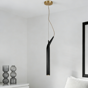 Wholesale Modern Minimalist LED Pendant Light Black Copper Suspension for Bedroom Dining Room Creative Single Tubes Hanging Lamp