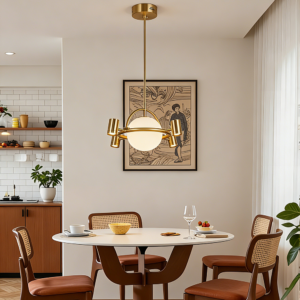 5 Bulbs Copper Golden Custom Glass Ceiling Glass Chandelier LED Pendant Light for Hotel Bedside Hospital Switch Control