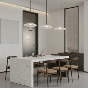 Copper Kitchen Dining Rectangular LED Long Chandelier Minimalist Home Modern Gold Luxury Glass Lampshade Pendant Light
