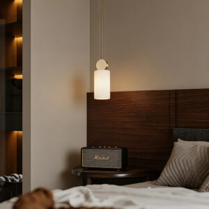 Modern Luxury Copper Chandelier Single White Alabaster Pendant Light for Hotel Bar Kitchen Island Elegant Single White Pendant
