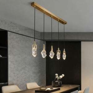 Copper Luxury Brass Chandeliers Light Pendants Modern Stair Chandelier Crystal for Dining Home Decor Villa Room
