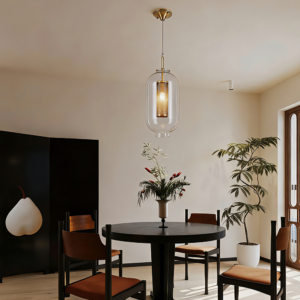 Adjustable Height 6w Copper Glass Style Indoor Bedside E14 Vintage Long Pole Led Pendant Lamp Switch Control