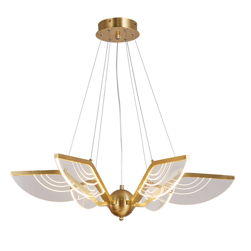 Copper wing Oval Acrylic Chandelier for Living Room Dining Room Bedroom Study Room Home Lighting Set Adjustable Height LED - Image 2
