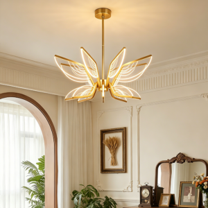 Copper 16 wings Customized Nordic Living Room Bedroom Decor Ceiling Farmhouse Led Chandelier Luxury Modern Brass Lights