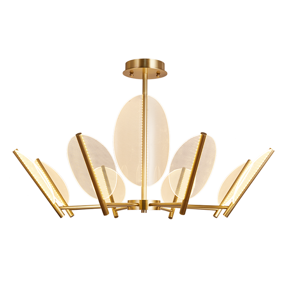 Copper New Design Chandelier Pendant Lamp Acrylic Leaf Shape Crystal Style Switch Control Home Hotel Restaurant Indoor Use - Image 2