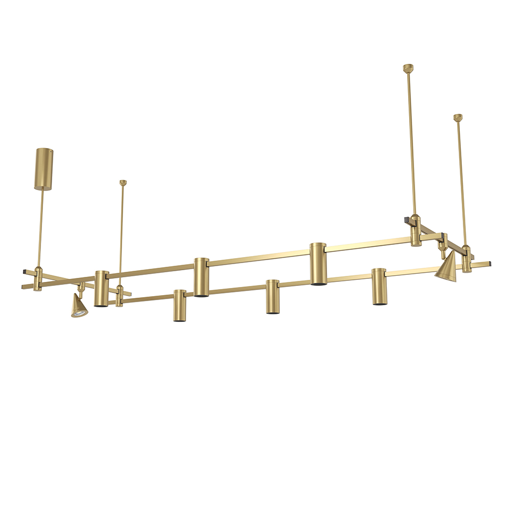 Customized LED Brass Chandelier with Retro Decorative Lighting spotlight and Track Lights for Hotel Apartment Restaurant - Image 2
