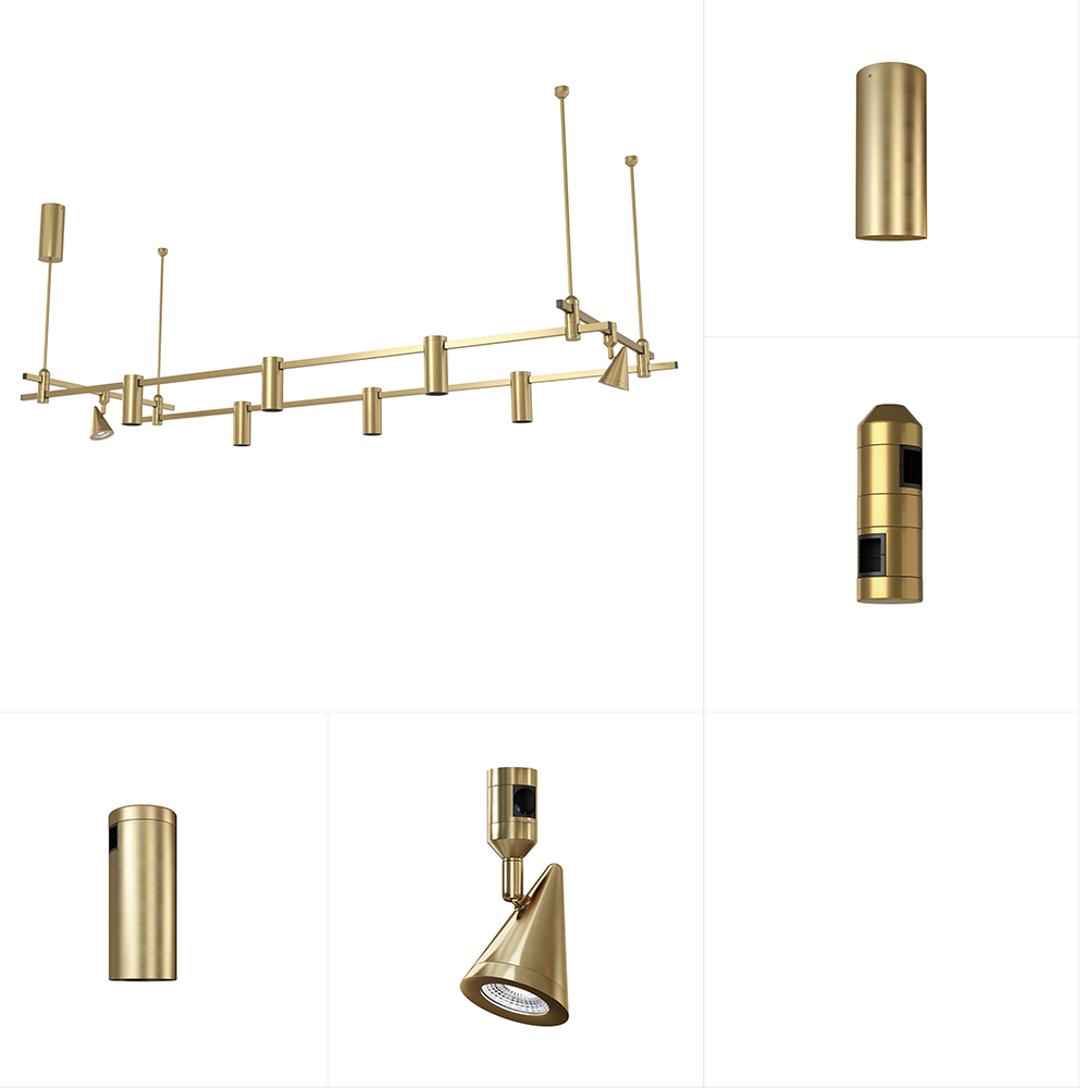 Customized LED Brass Chandelier with Retro Decorative Lighting spotlight and Track Lights for Hotel Apartment Restaurant - Image 3